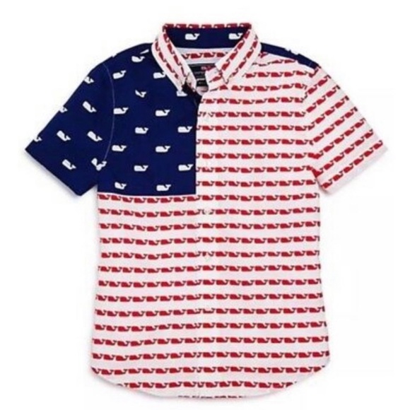 Vineyard Vines Other - Vineyard Vines short sleeve button down American flag Red White Blue XXL
